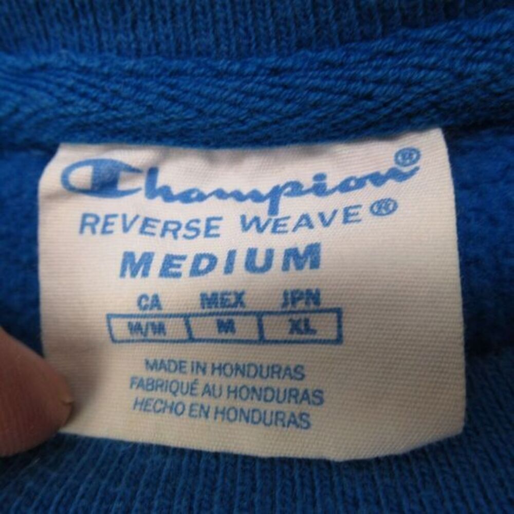 Champion Reverse Weave Sweatshirt‎ Mens Medium Royal Blue Crew Fleece RARE - Picture 3 of 13